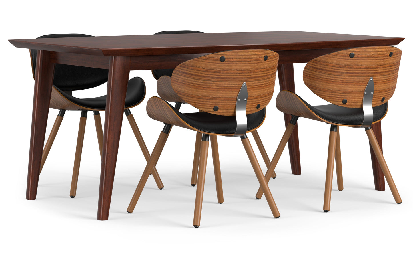 Black Vegan Leather | Marana / Draper 5-Piece Dining Set