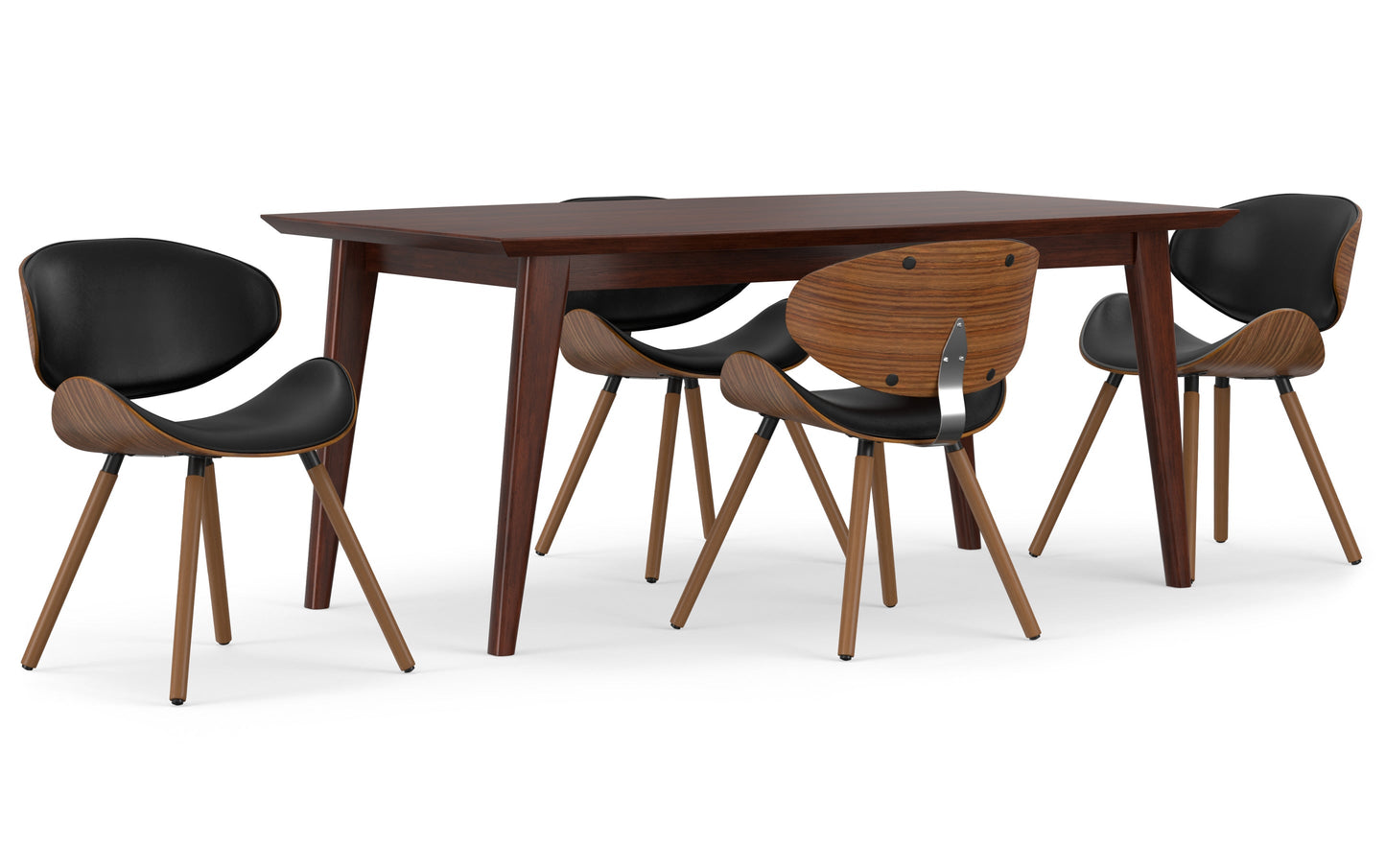 Black Vegan Leather | Marana / Draper 5-Piece Dining Set