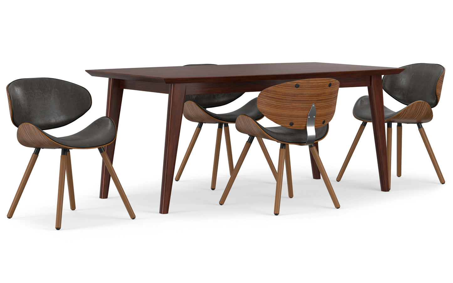 Distressed Brown Distressed Vegan Leather | Marana / Draper 5-Piece Dining Set