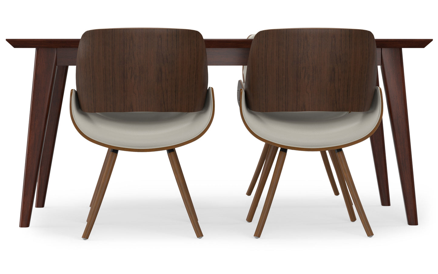 Cream Vegan Leather | Malden / Draper 5 Pc Dining Set With Wood Back Chair