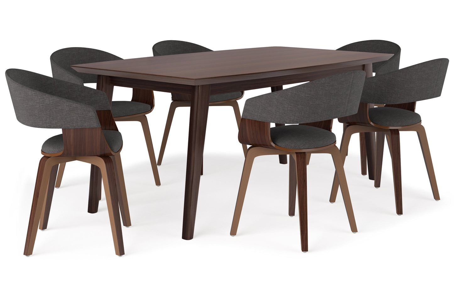 Charcoal Grey Linen Style Fabric | Lowell / Draper 7 Piece Dining Set
