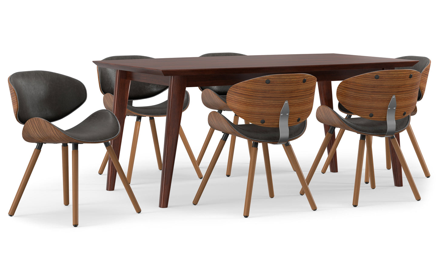 Distressed Brown Distressed Vegan Leather | Marana / Draper 7-Piece Dining Set