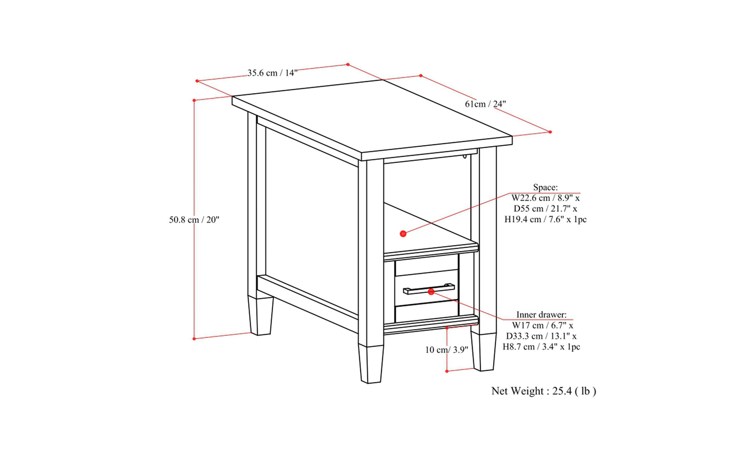 Smoky Brown | Ela Narrow End Table