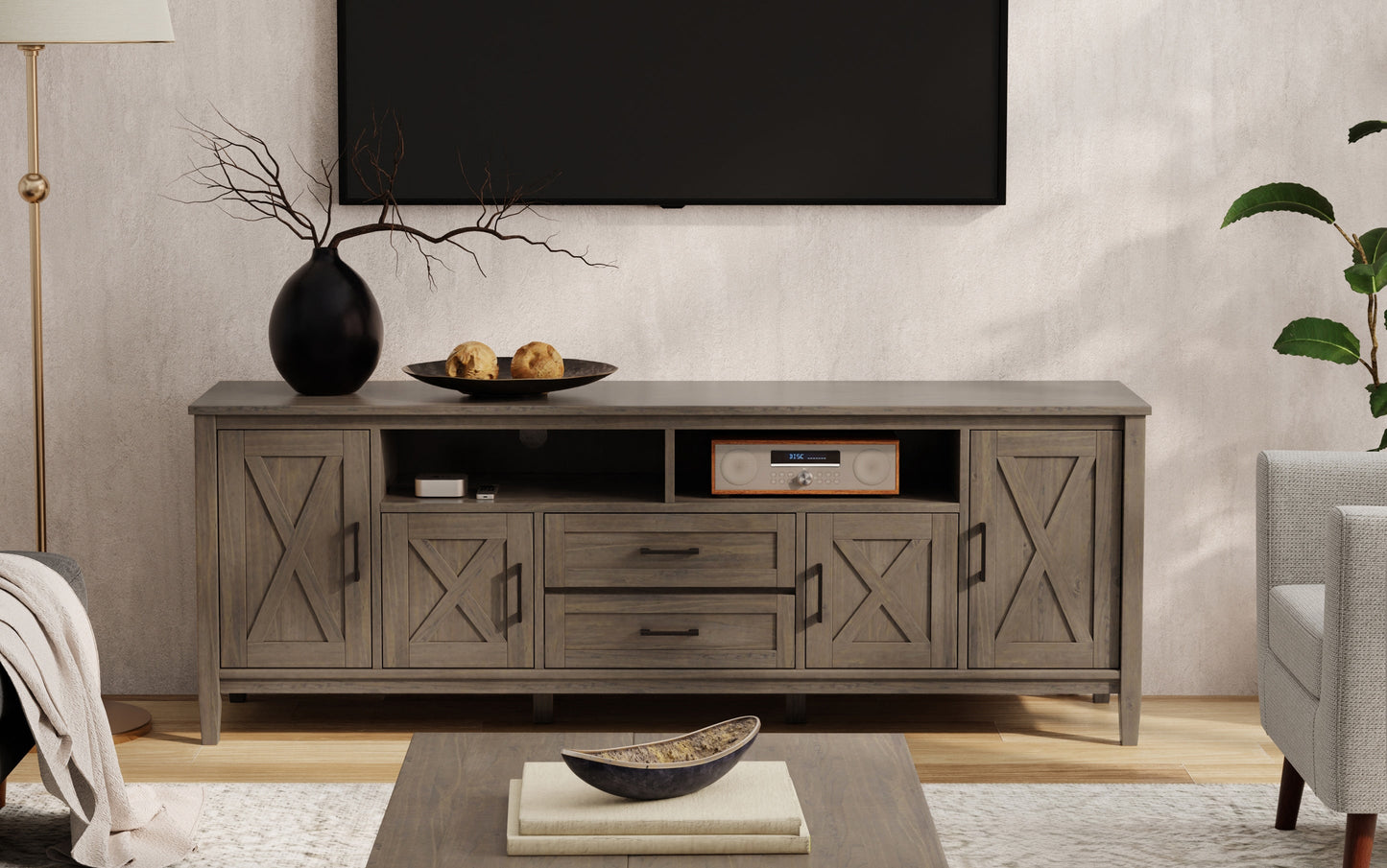 Smoky Brown | Ela 72 inch TV Media Stand