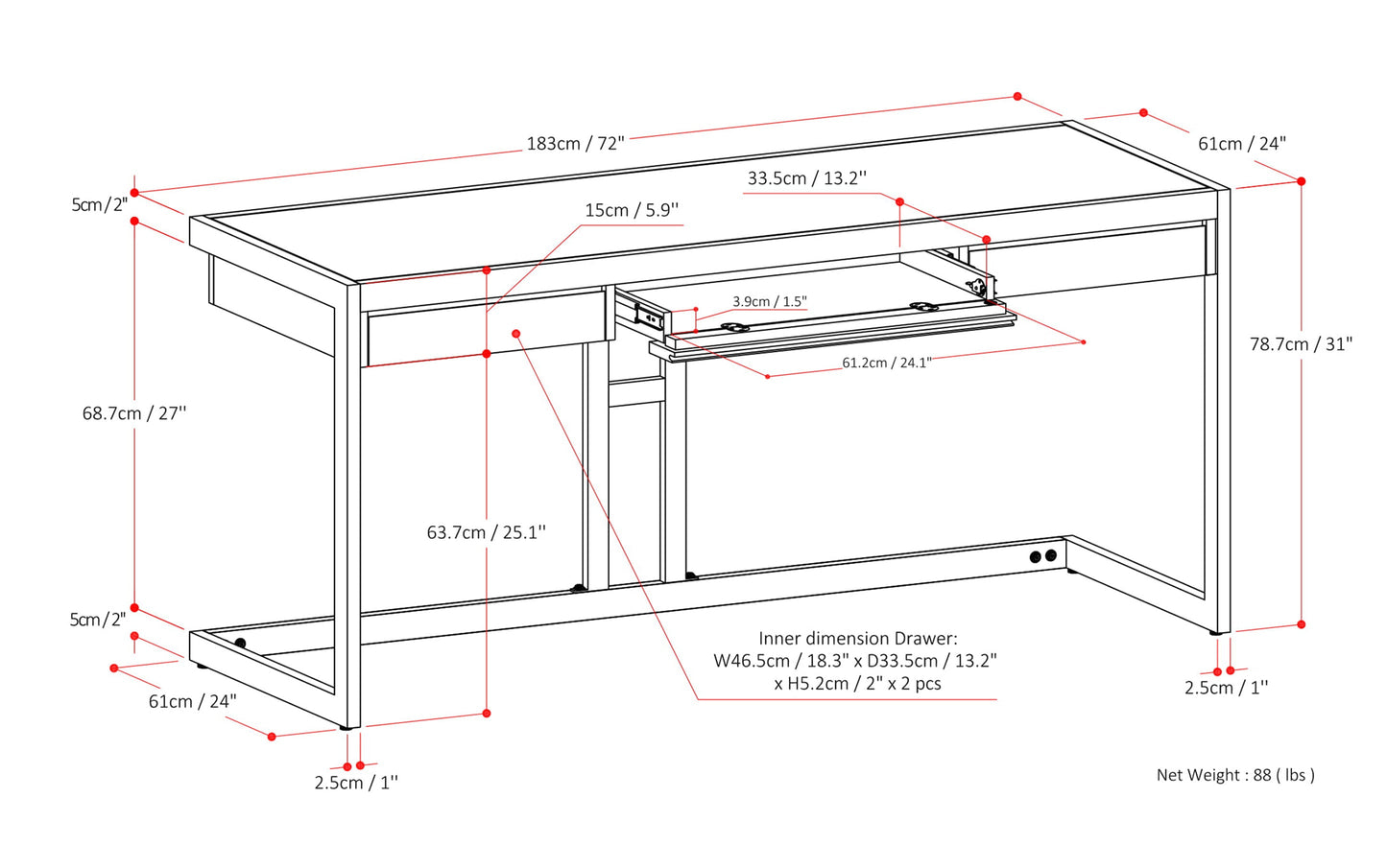 Erina Large Desk