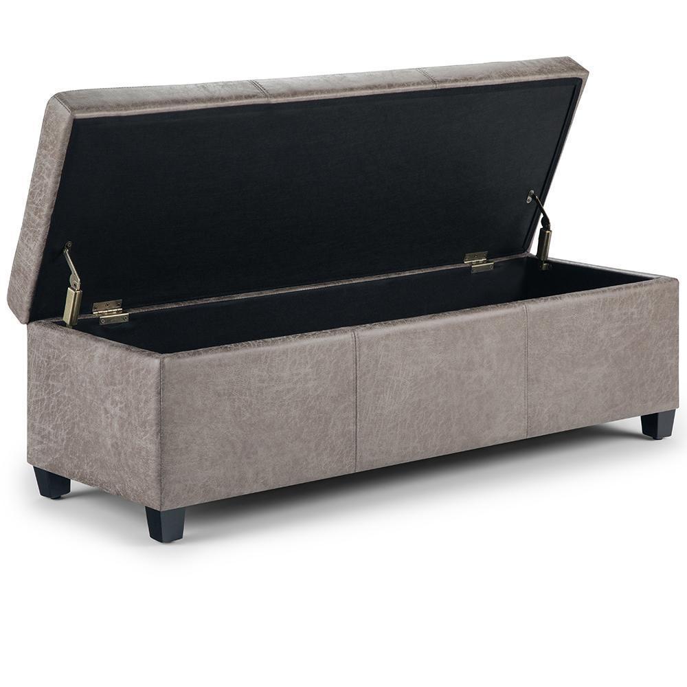 Distressed Grey Distressed Vegan Leather | Avalon Vegan Leather Storage Ottoman