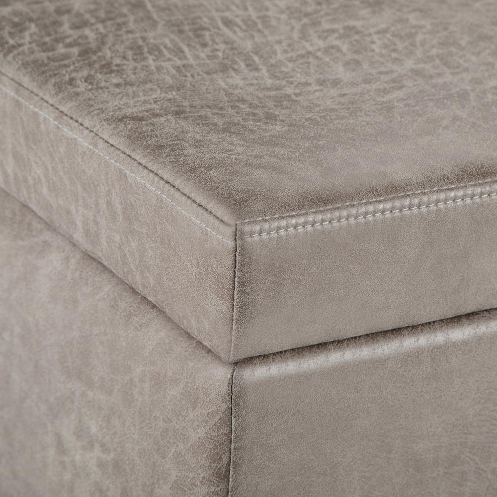 Distressed Grey Distressed Vegan Leather | Avalon Vegan Leather Storage Ottoman