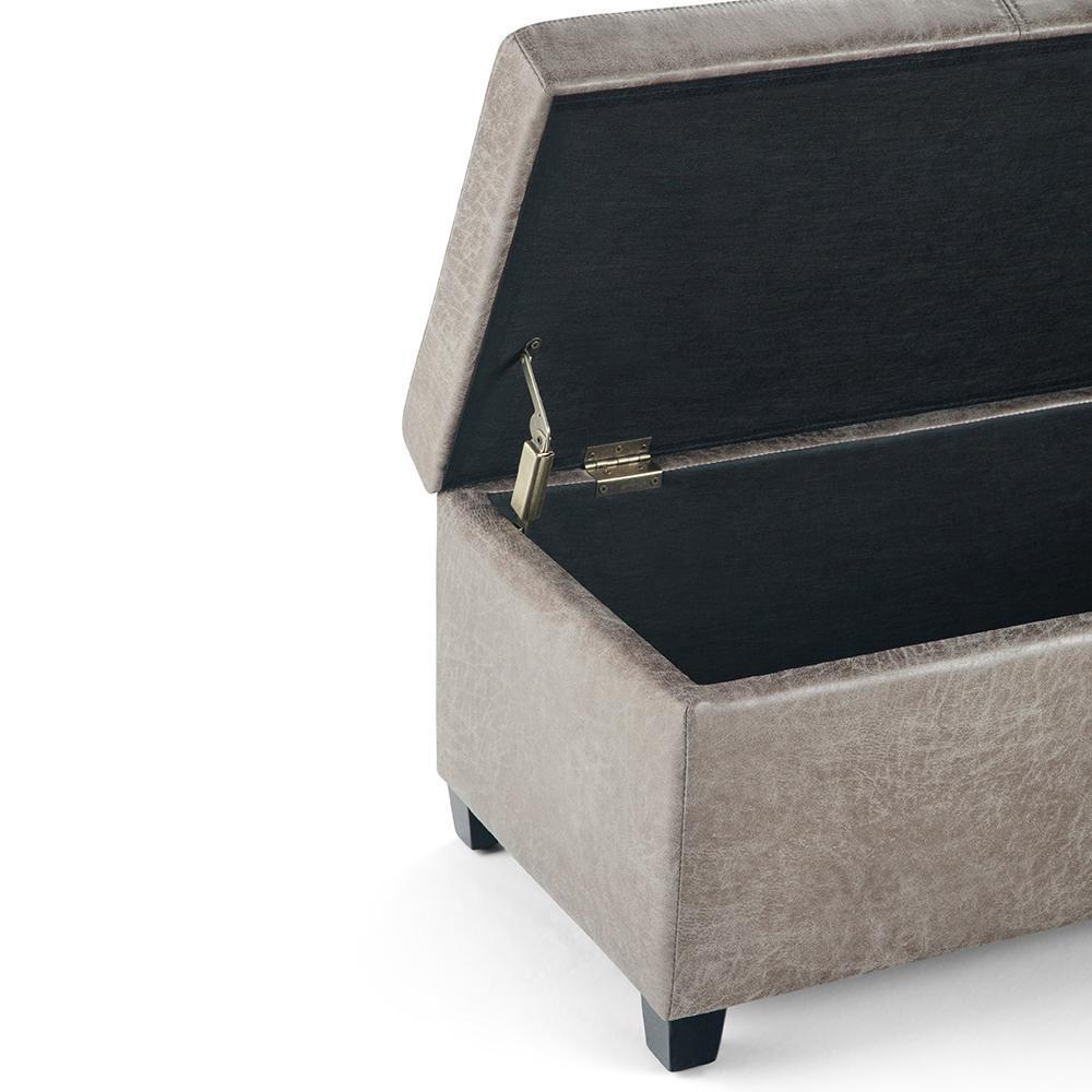 Distressed Grey Distressed Vegan Leather | Avalon Vegan Leather Storage Ottoman
