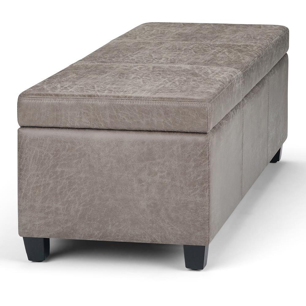 Distressed Grey Distressed Vegan Leather | Avalon Vegan Leather Storage Ottoman
