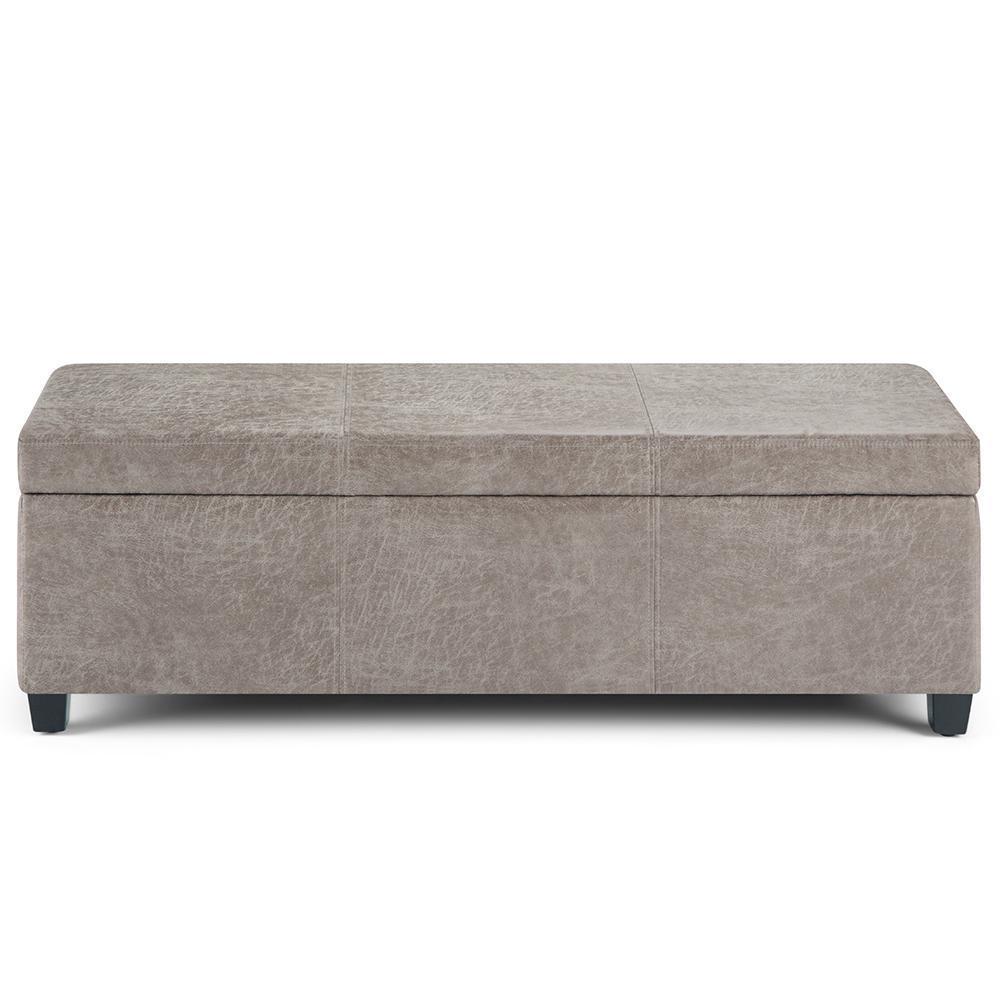 Distressed Grey Distressed Vegan Leather | Avalon Vegan Leather Storage Ottoman