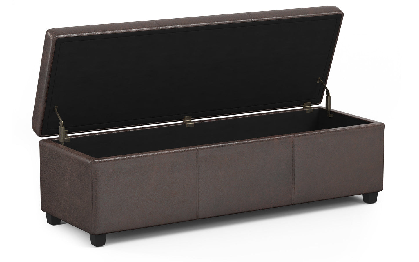 Distressed Brown Distressed Vegan Leather | Avalon Extra Large Storage Ottoman in Distressed Vegan Leather