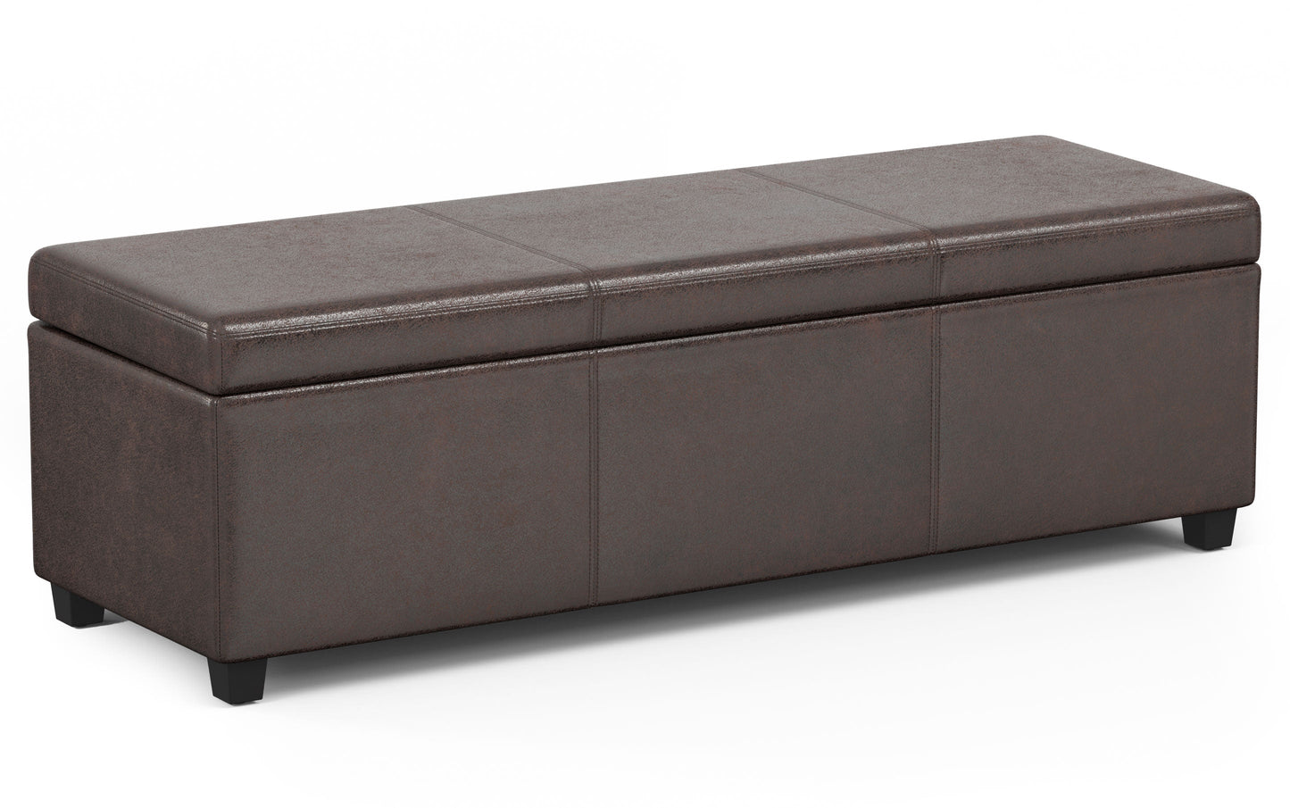 Distressed Brown Distressed Vegan Leather | Avalon Extra Large Storage Ottoman in Distressed Vegan Leather