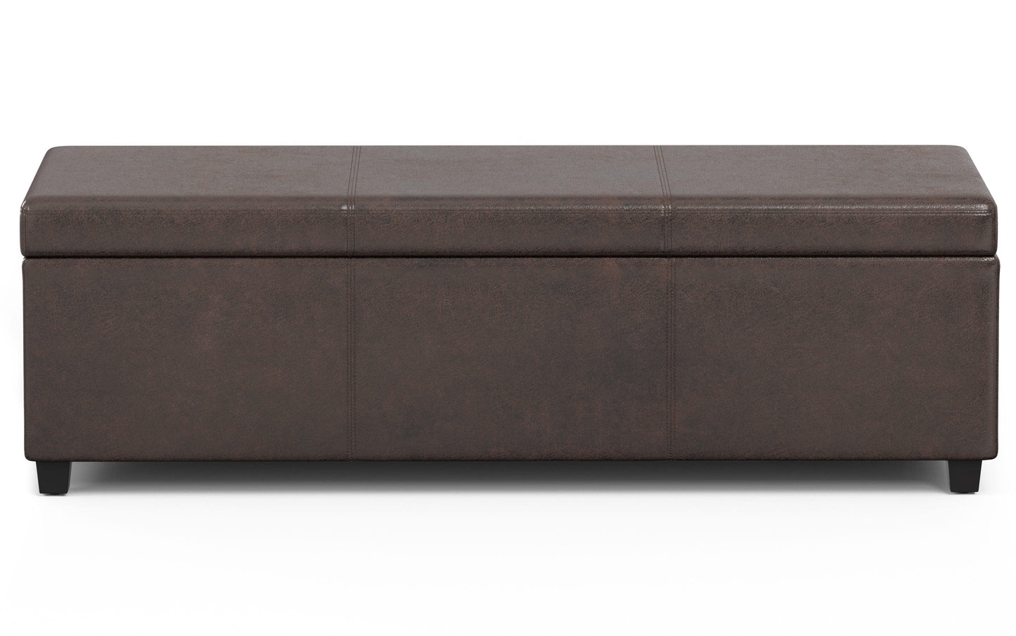 Distressed Brown Distressed Vegan Leather | Avalon Extra Large Storage Ottoman in Distressed Vegan Leather