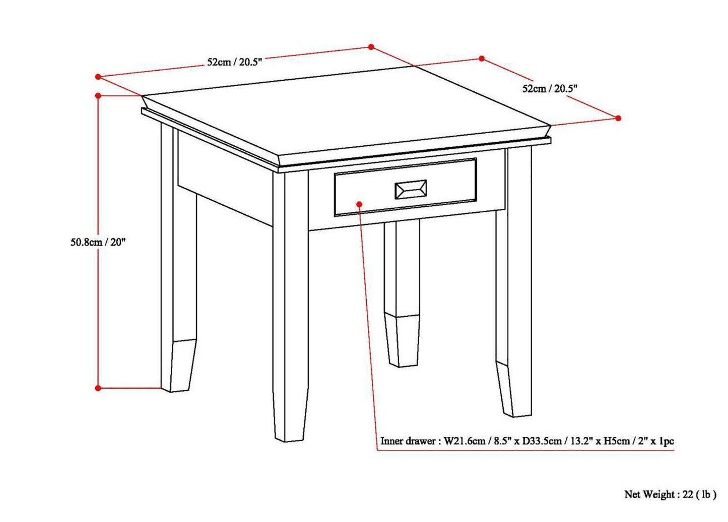 Natural Aged Brown | Artisan End Side Table