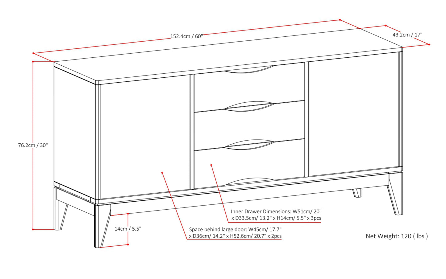 Teak Brown | Harper Sideboard Buffet
