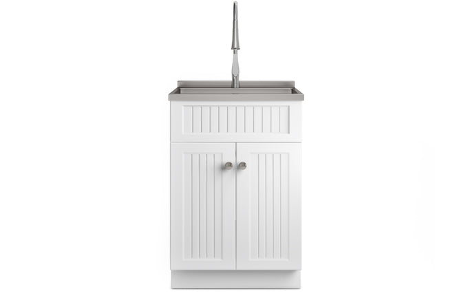 Beckham 24 inch Laundry Cabinet with Faucet and Stainless Steel Sink