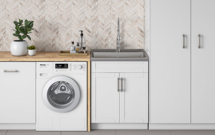 Hennessy Deluxe 28 inch Laundry Cabinet with Faucet and Stainless Steel Sink