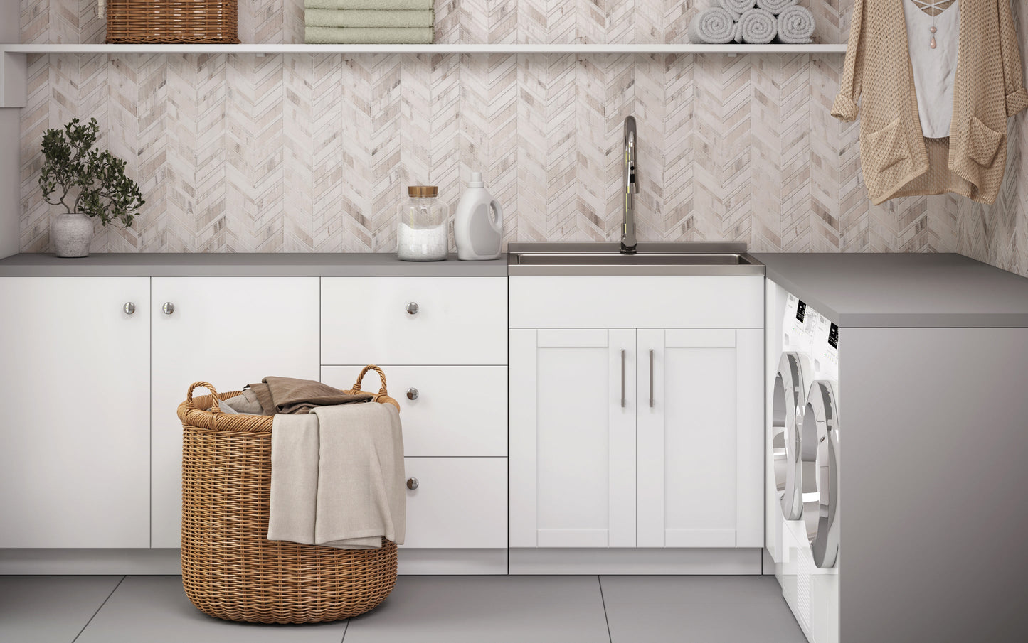 Modern Wide Shaker 28 inch Laundry Cabinet