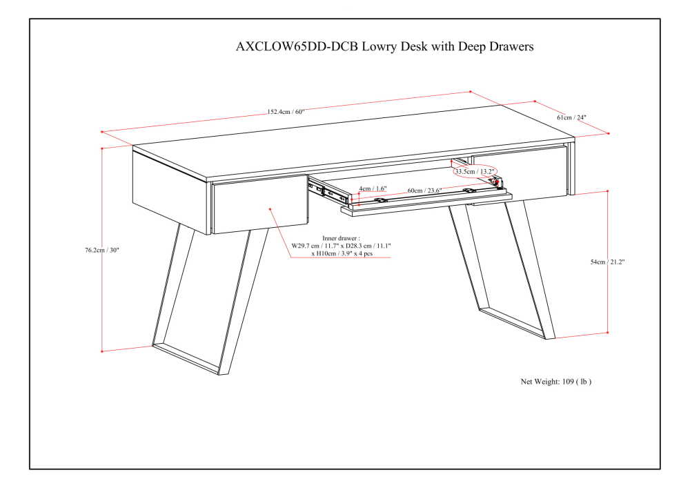 Lowry Desk with Deep Drawers
