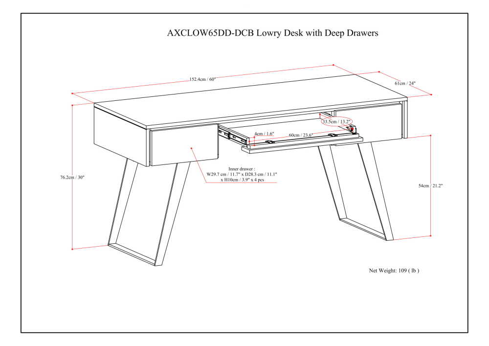 Lowry Desk with Deep Drawers