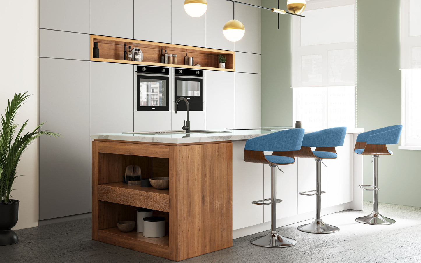 Lowell Bar Stool in Linen Style Fabric