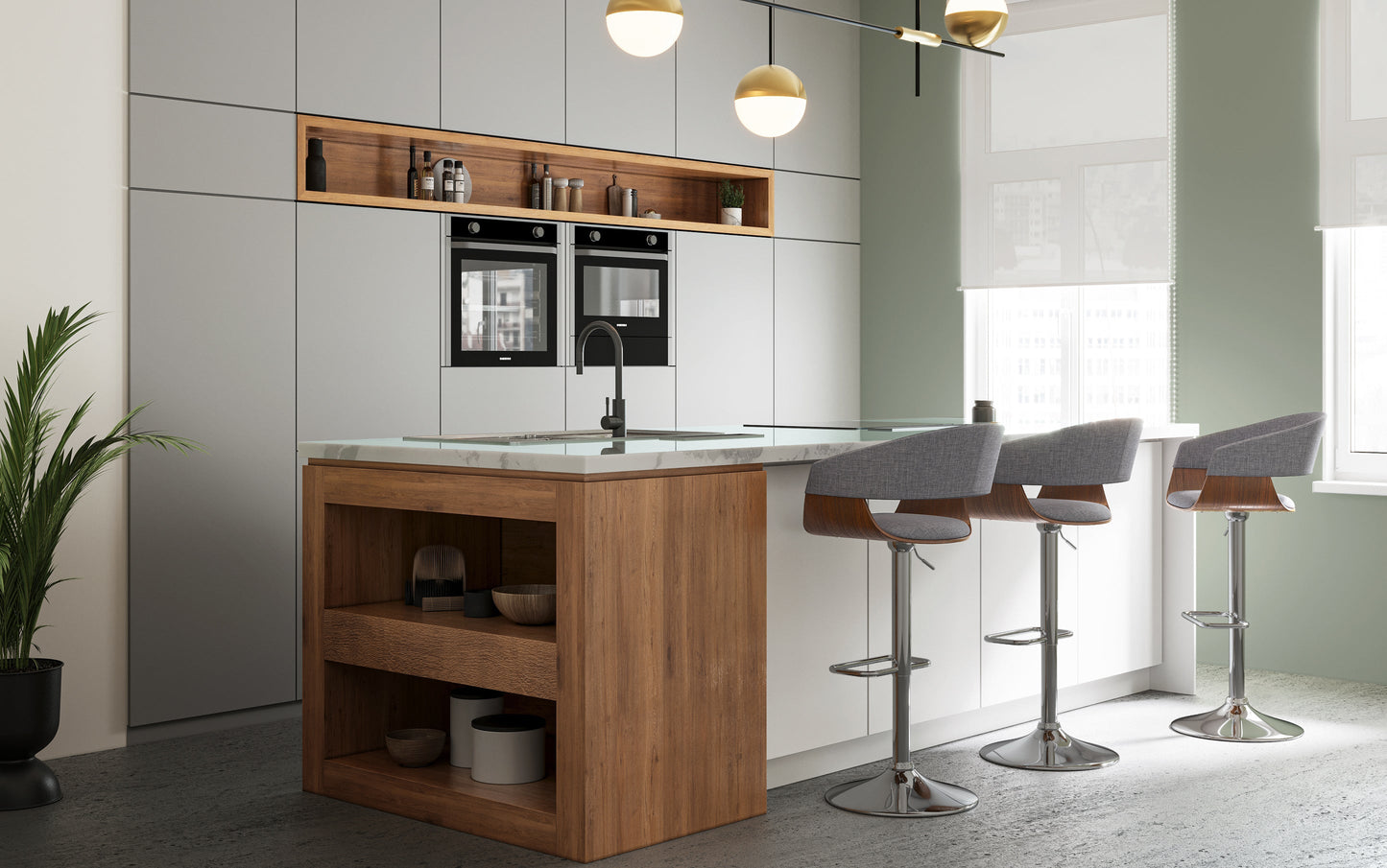Lowell Bar Stool in Linen Style Fabric