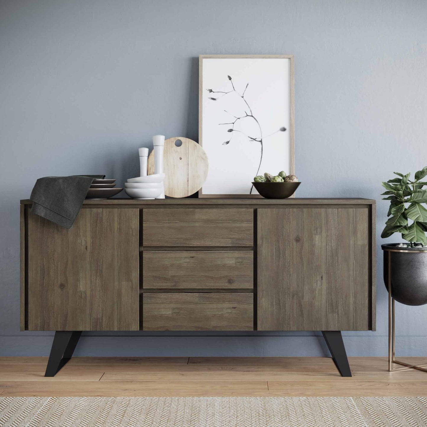 Distressed Grey Acacia | Lowry Sideboard Buffet