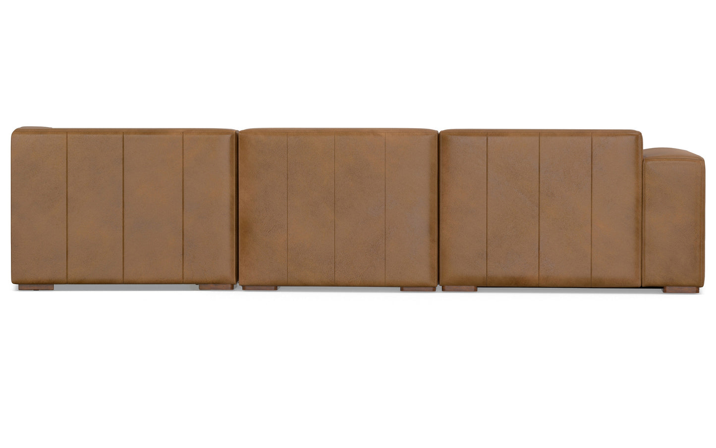 Caramel Brown Genuine Leather | Rex Right Sectional and Ottoman in Genuine Leather
