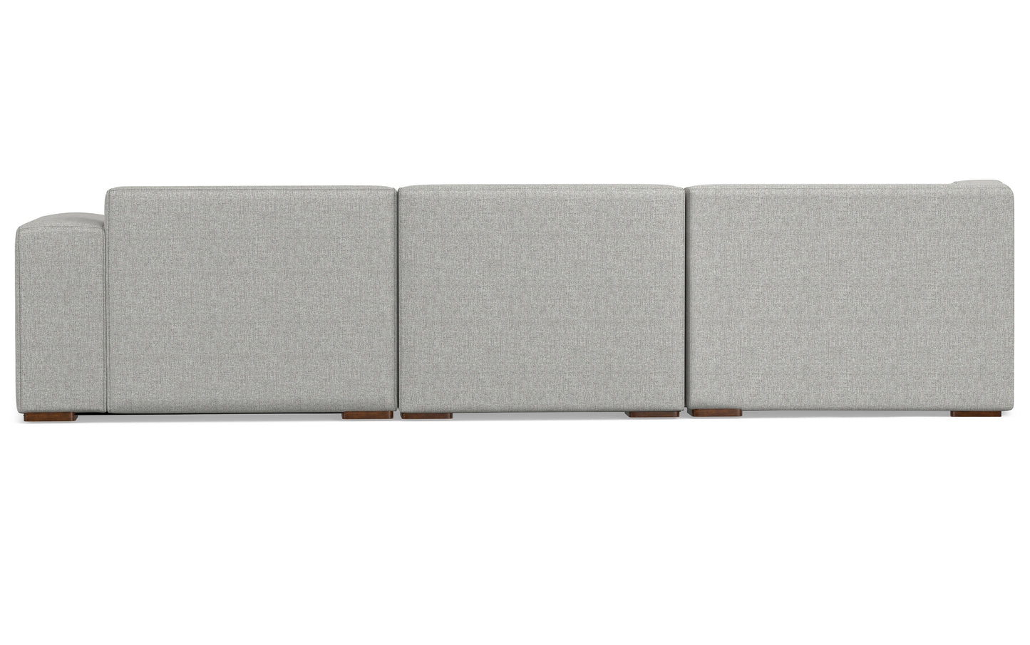 Pale Grey Performance Fabric | Rex Left Sectional and Ottoman in Genuine Leather
