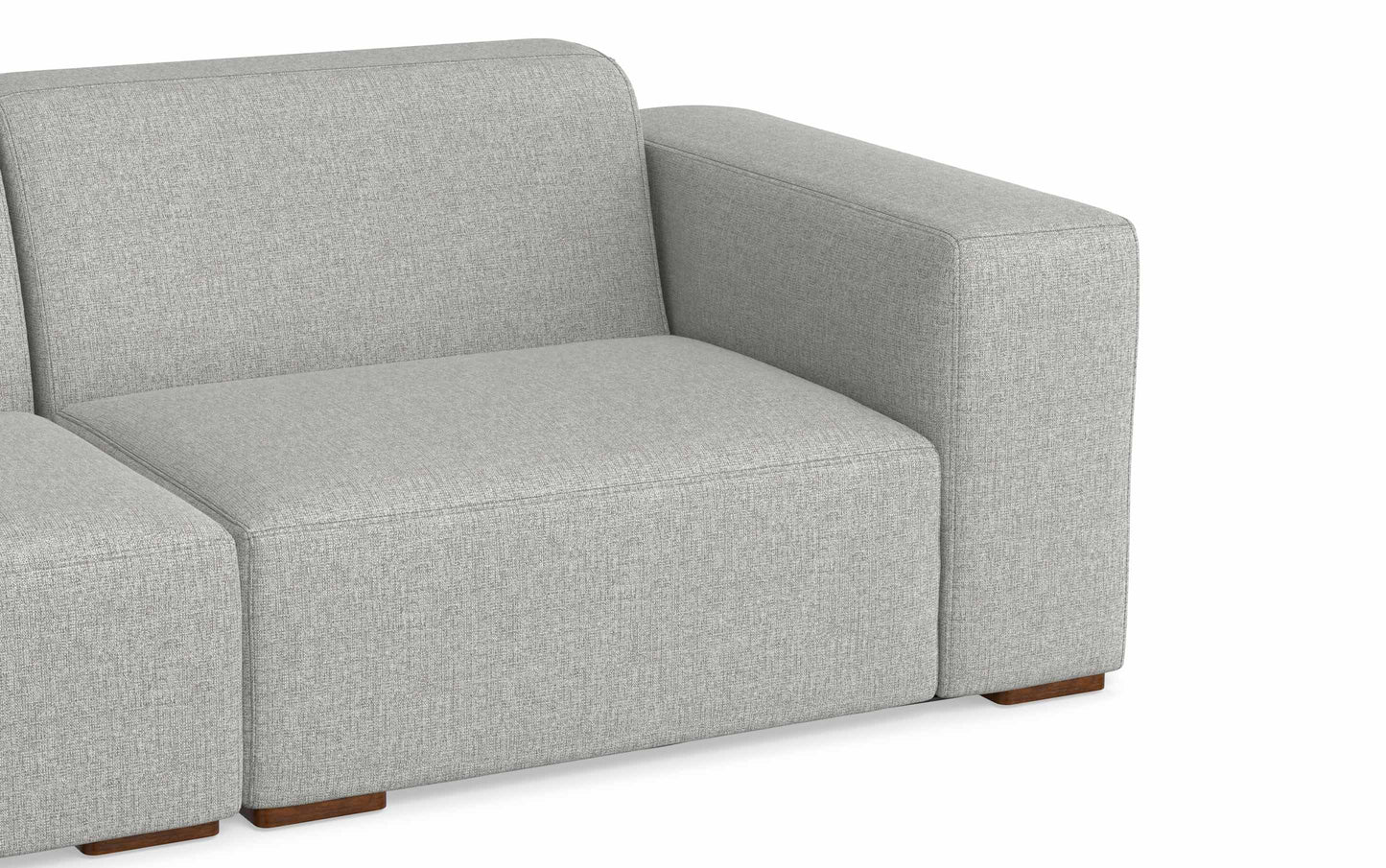 Pale Grey Performance Fabric | Rex Left Sectional and Ottoman in Genuine Leather