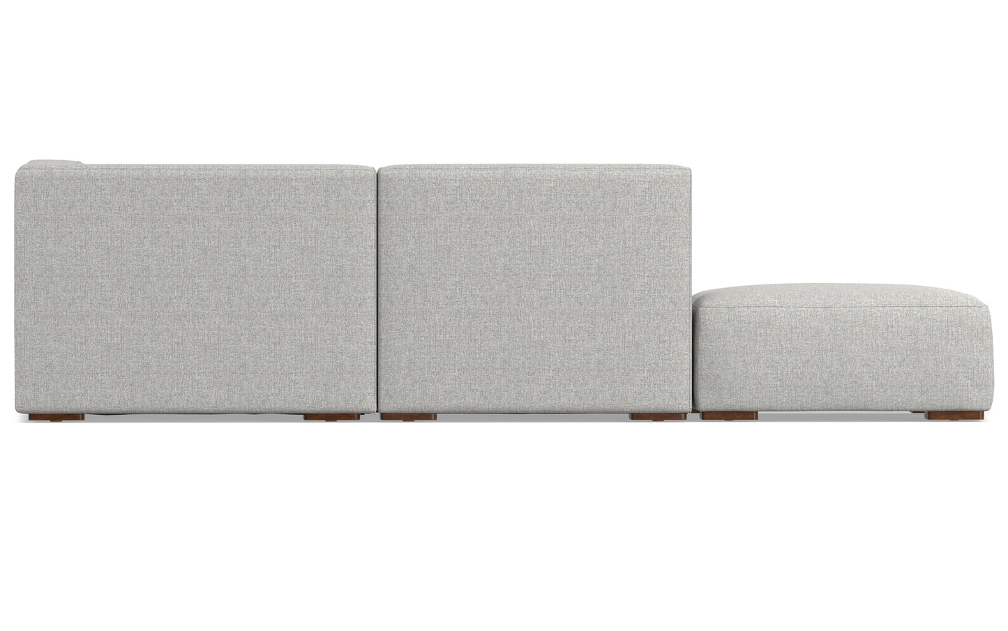Pale Grey Performance Fabric | Rex Left Sectional and Ottoman in Genuine Leather