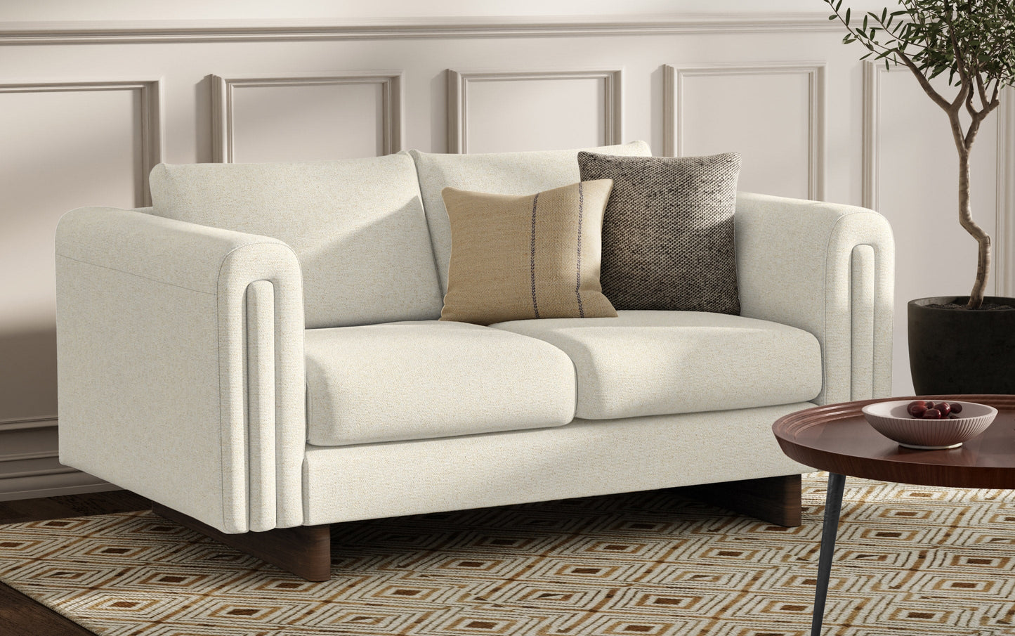 Ivory Performance Fabric | Jones 61 inch Loveseat in Performance Fabric