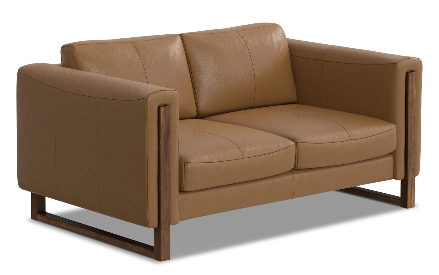 Butternut Brown Genuine Leather | Richard 63 inch Loveseat in Genuine Leather