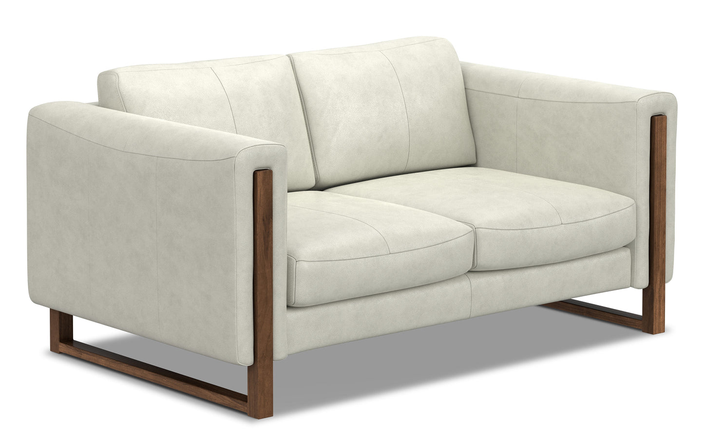 Light Smoke Grey Genuine Leather | Richard 63 inch Loveseat in Genuine Leather