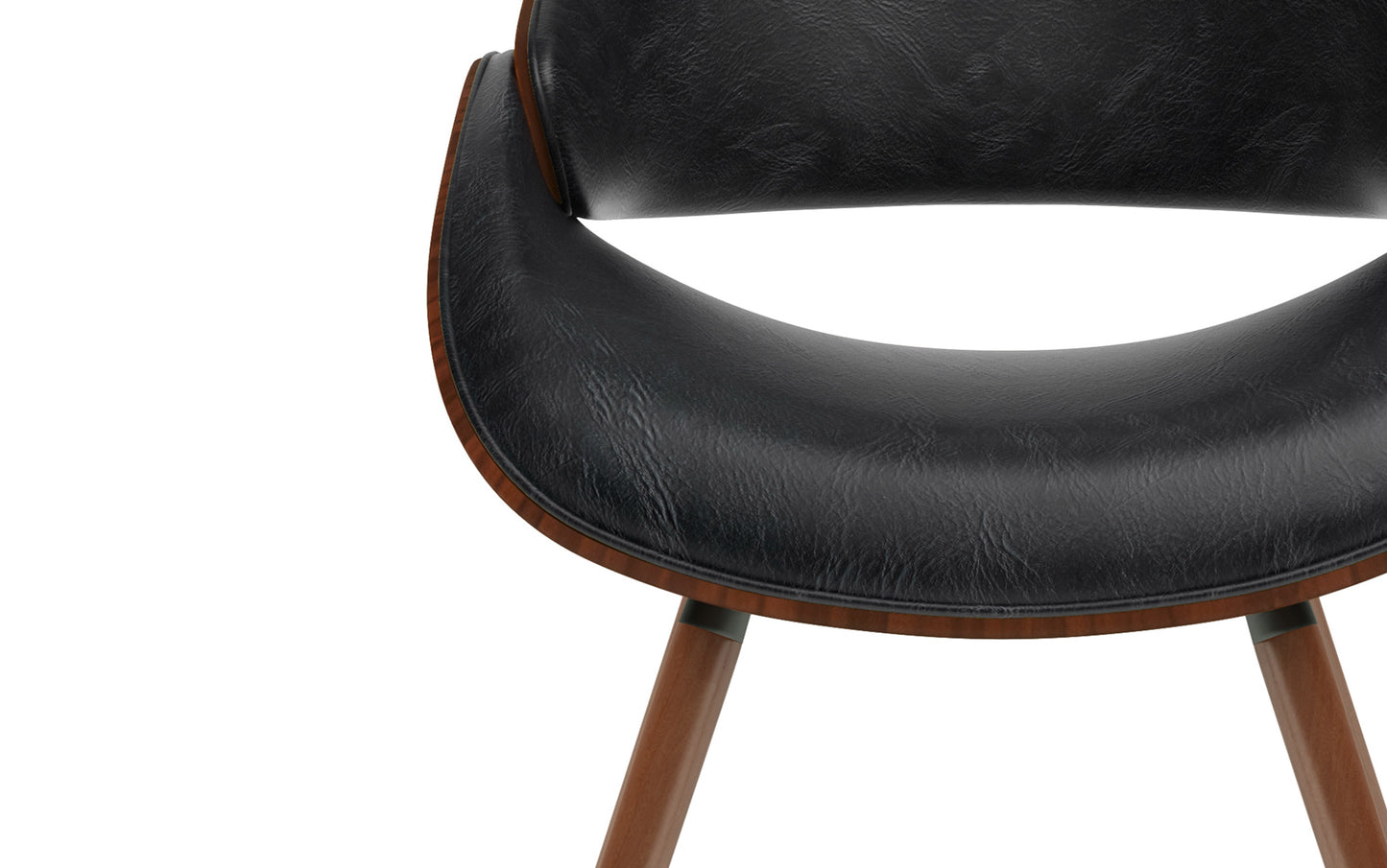 Distressed Black Distressed Vegan Leather | Malden / Draper 5 Pc Dining Set With Wood Back Chair