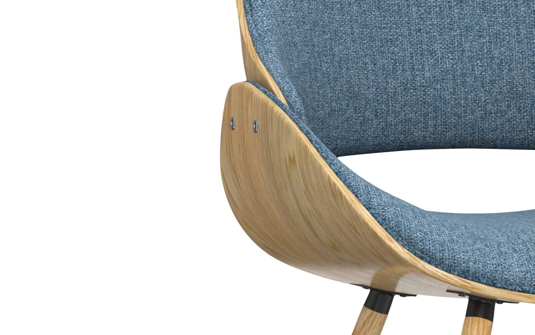 Denim Blue Light Wood Linen Style Fabric | Malden Bentwood Dining Chair with Wood Back