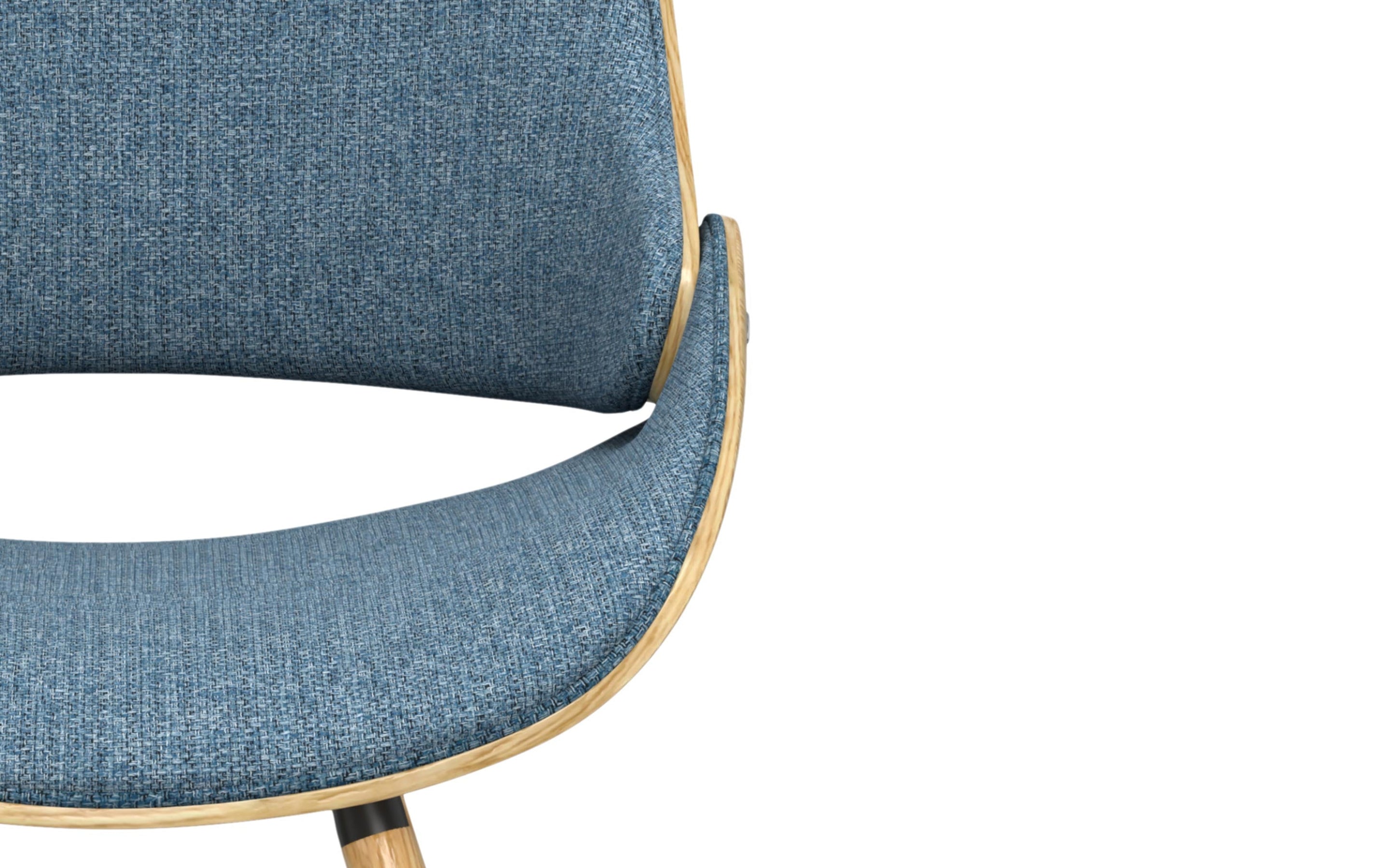 Denim Blue Light Wood Linen Style Fabric | Malden Bentwood Dining Chair with Wood Back