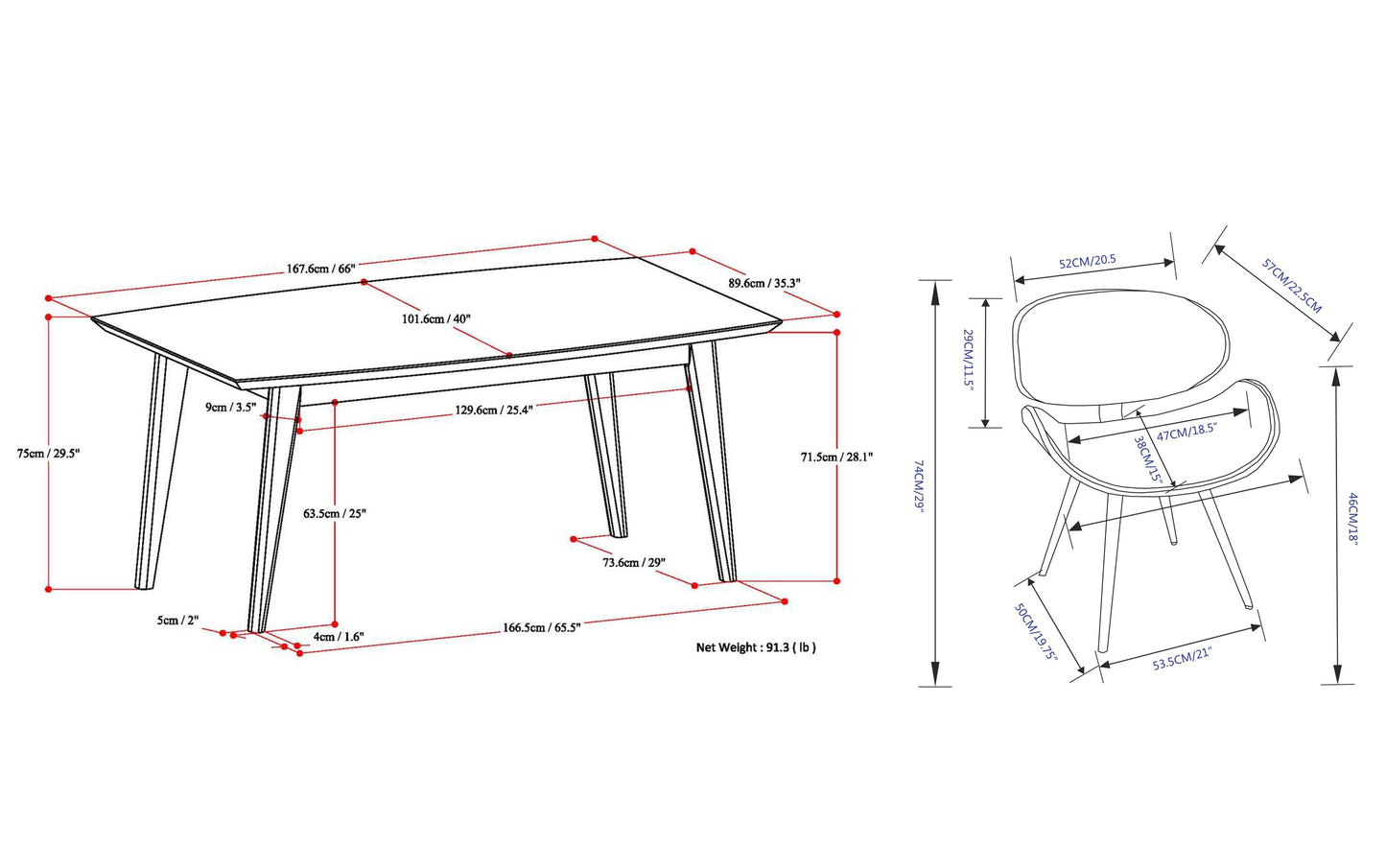 Grey Linen Style Fabric | Marana / Draper 5-Piece Dining Set
