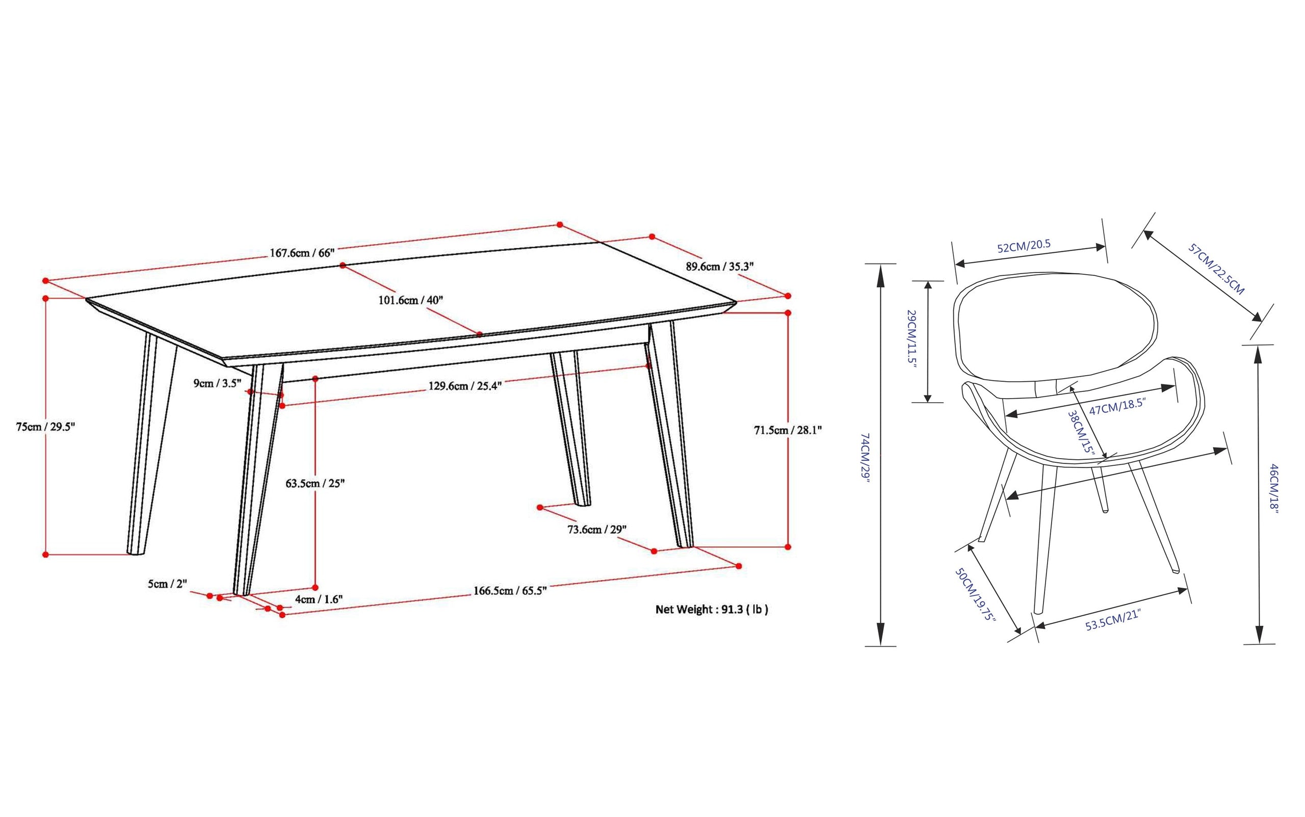 Grey Linen Style Fabric | Marana / Draper 5-Piece Dining Set