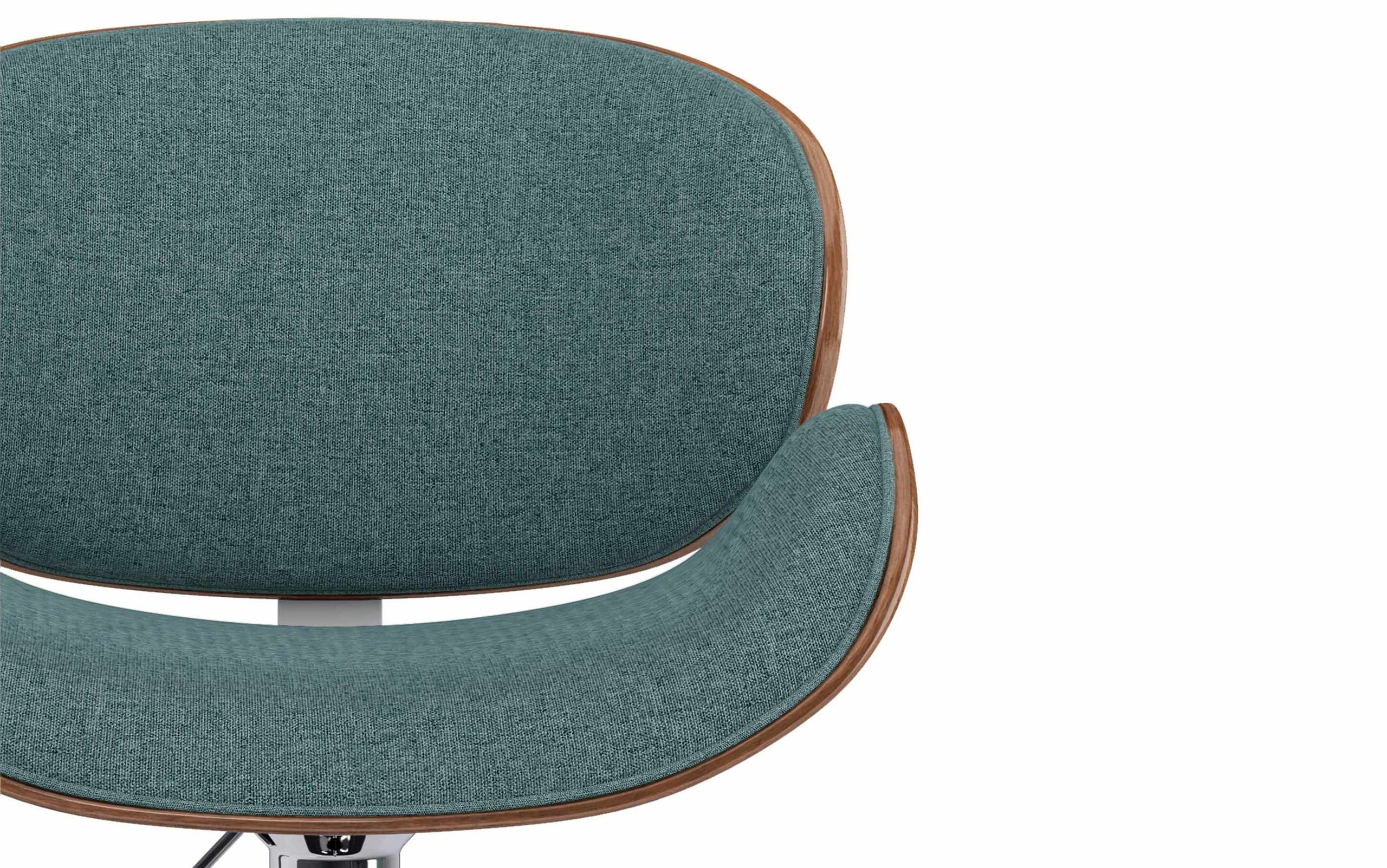 Light Turquoise Blue Linen Style Fabric Walnut | Marana Bentwood Gas Lift Bar Stool