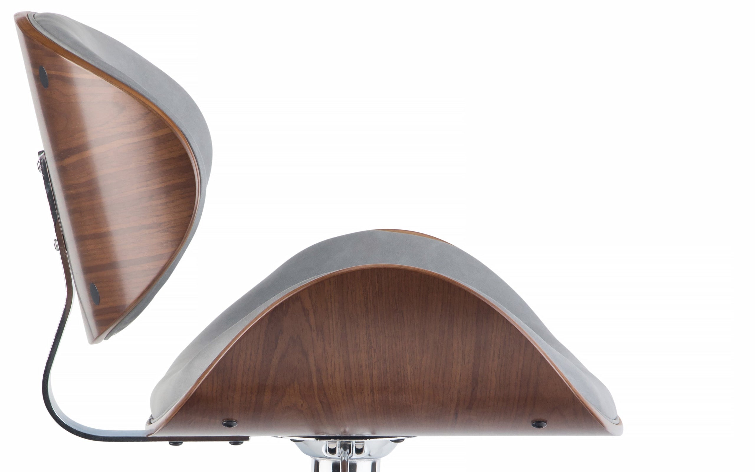 Stone Grey Vegan Leather Walnut | Marana Bentwood Gas Lift Bar Stool