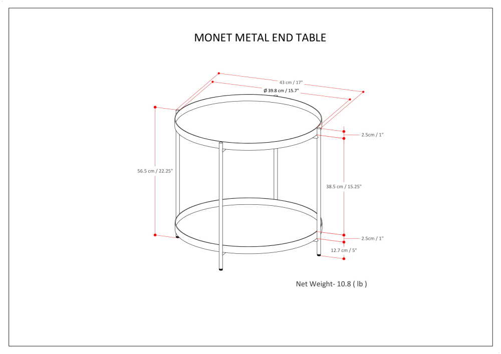 Black | Monet Metal End Table