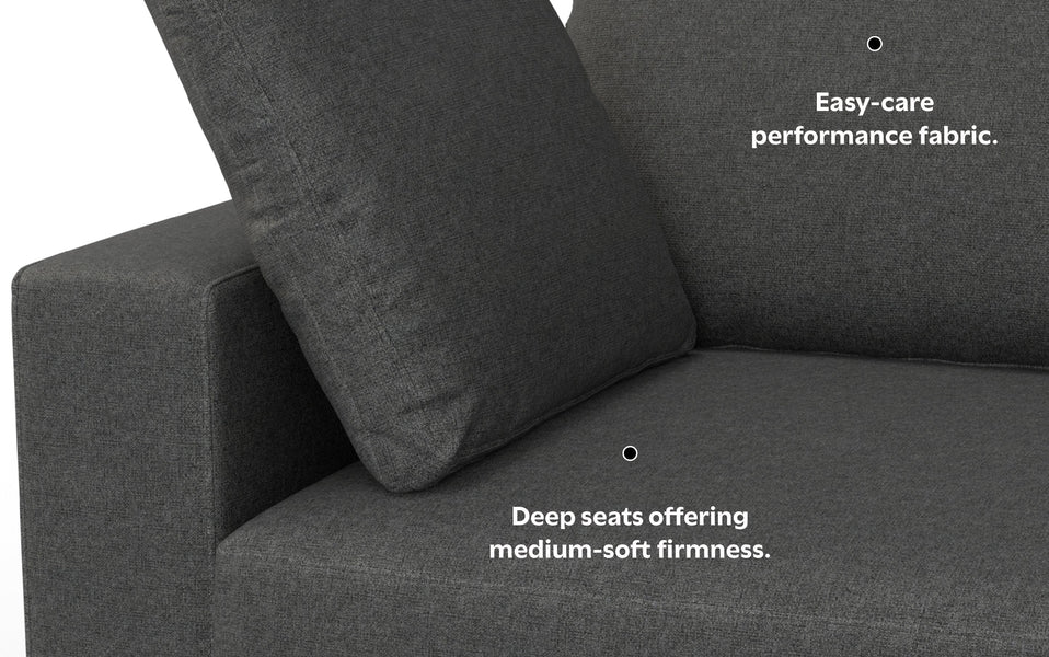 Pebble Grey Performance Fabric | Charlie 78 inch Deep Seater Sofa