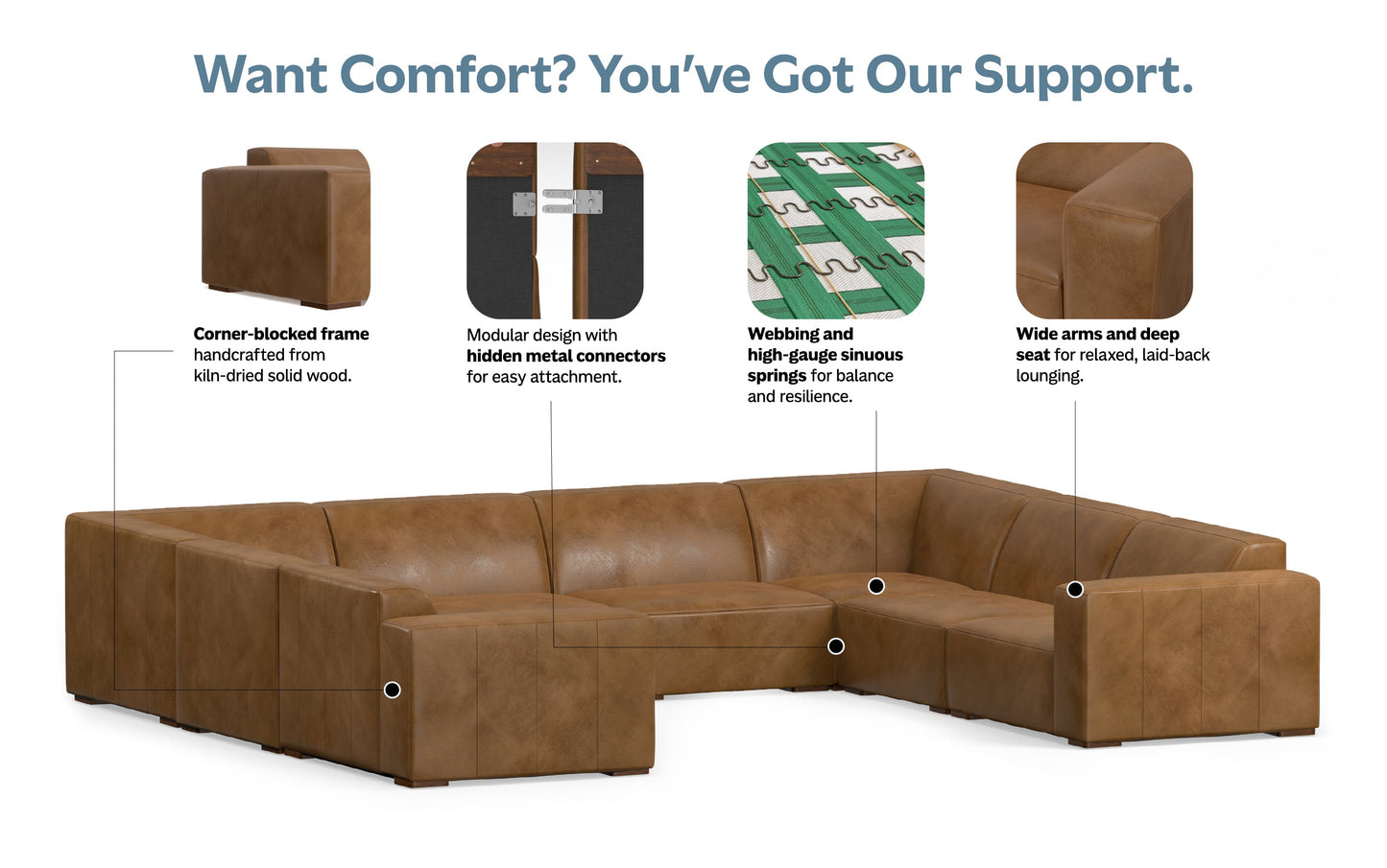 Caramel Brown Genuine Leather | Rex Center Module in Genuine Leather