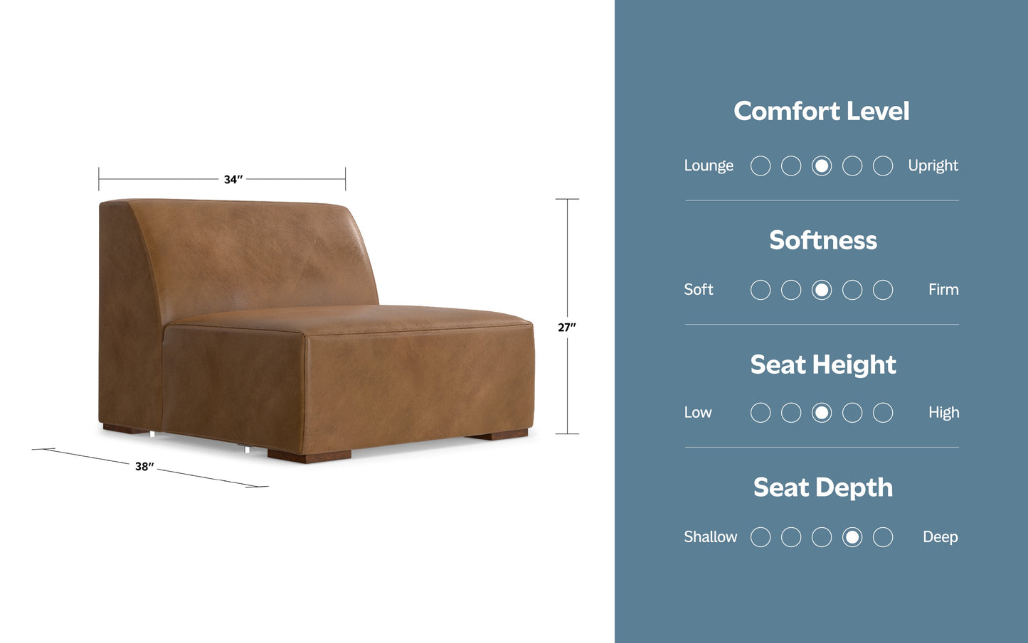 Caramel Brown Genuine Leather | Rex Center Module in Genuine Leather