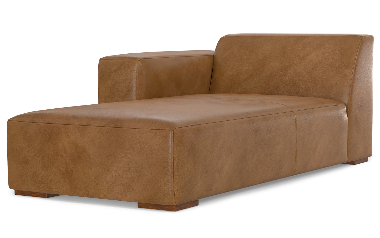 Caramel Brown Genuine Leather | Rex Left Chaise Module in Genuine Leather
