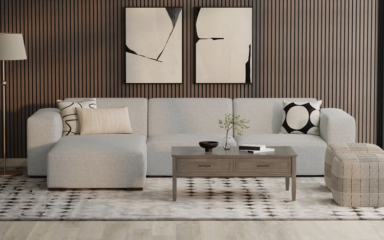 Pale Grey Performance Fabric | Rex Left Chaise Module in Performance Fabric