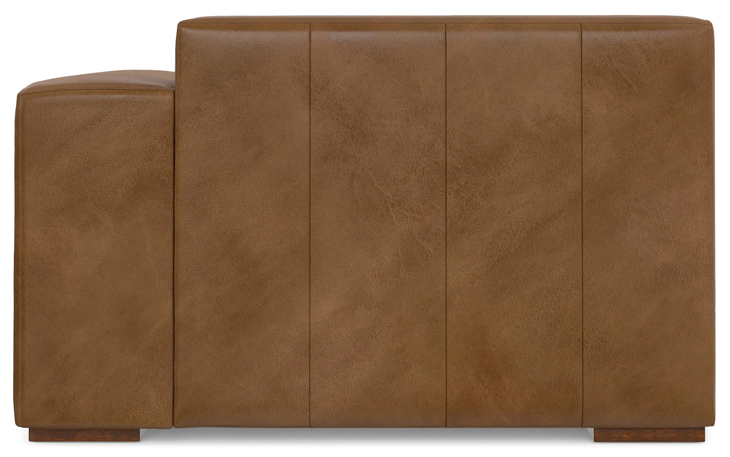 Caramel Brown Genuine Leather | Rex Right Chaise Module in Genuine Leather
