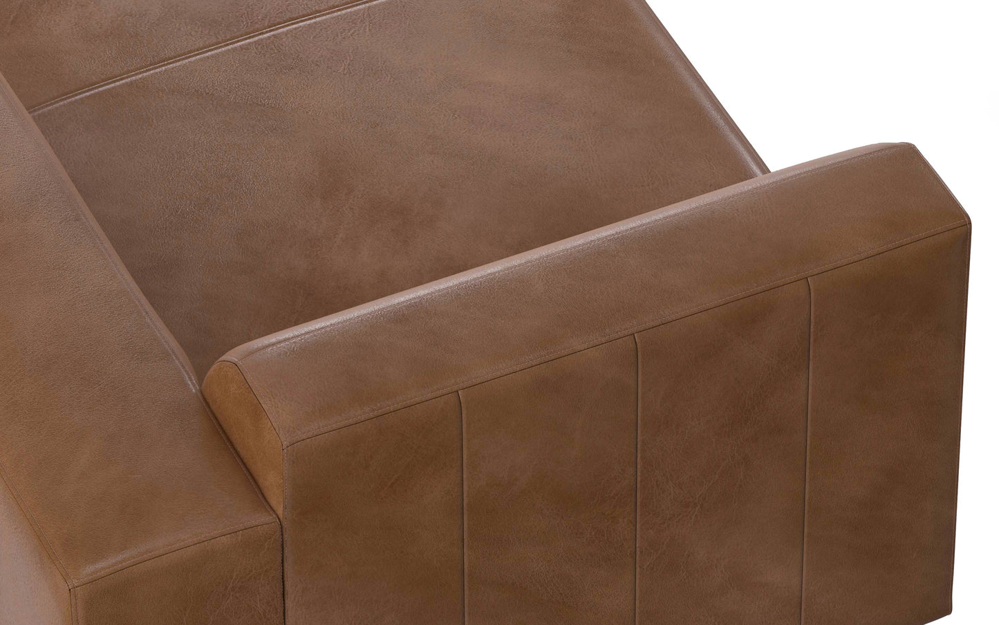 Caramel Brown Genuine Leather | Rex Right Chaise Module in Genuine Leather