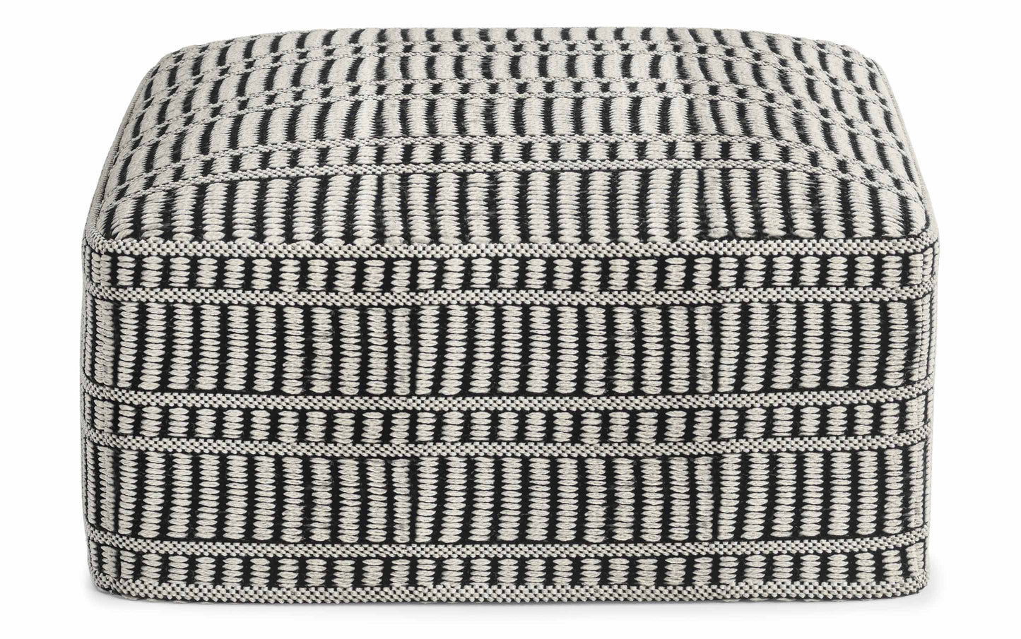 Black and White | Safford Square Woven Outdoor/ Indoor Pouf